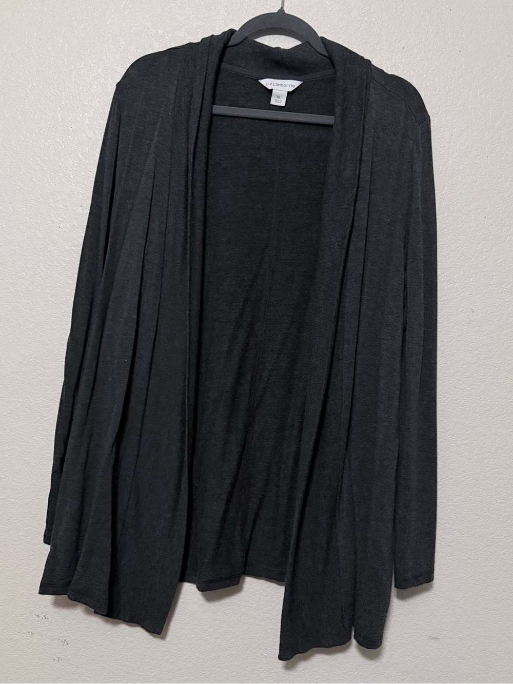 Liz Claiborne Black Open-Front Draped Cardigan 0280